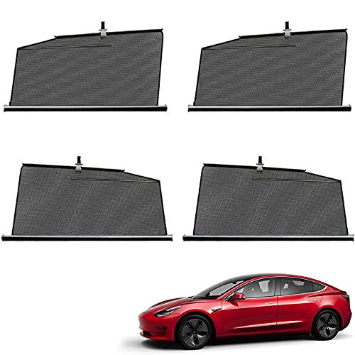 Car Side Window Sun Shades, Privacy Sun Shades Front Back Blocker Curtains, Retractable Car Window Shade for Tesla Model S