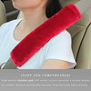 Soft Faux Sheepskin Seat Belt Shoulder Pad for a More Comfortable Driving, Compatible with Adults Youth Kids - Car, Truck, SUV, Airplane,Carmera Backpack Straps 2 Packs Red