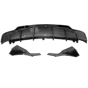 2017-2022 Tesla Model 3 Rear Diffuser, Carbon Fiber Print PP & ABS Plastic Rear Bumper Lip & Aprons 3PC