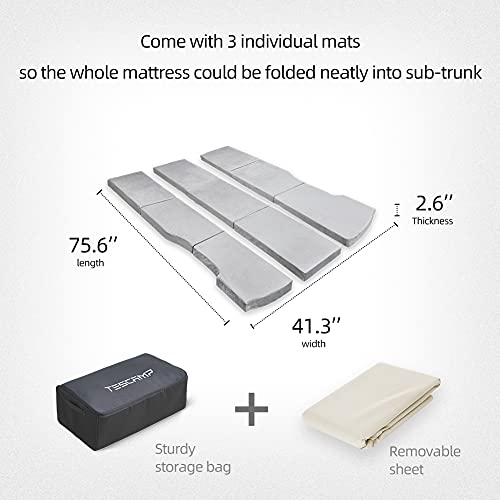 CertiPUR Certified Portable & Foldable Memory Foam Camping Mattress with Storage Bag for Tesla Model 3