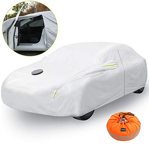 All Weather Tesla Model 3 Car Cover with Unique Zipper Design and a Multifunctional Storage Bag