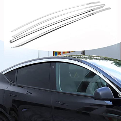 Side Window Rain Guards/ Window Visors for 2017-2022 Tesla Model 3 (4 Pieces/Silver)