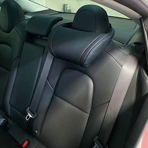 Headrest Neck Support Pillows Black with Red Stitching Replacement for Tesla Model 3, Model S, Model X, Model Y Vehicles (1 Pack)