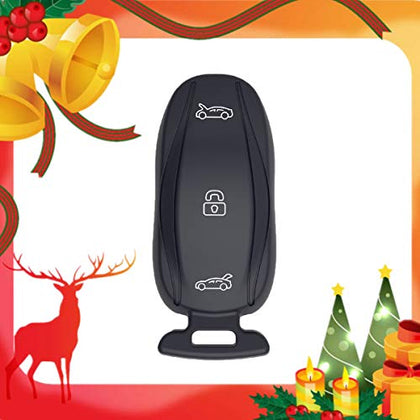 Model 3 Silicone Key Fob Holder Remote Cover Case Protector with Keychain for Tesla (Black) (1pcs)