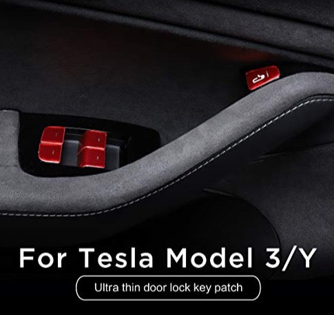 Tesla Model 3 and Tesla Model Y 2017-2020 Super Thin Window Door Lock Key Patch 11PCS/Set (RED)