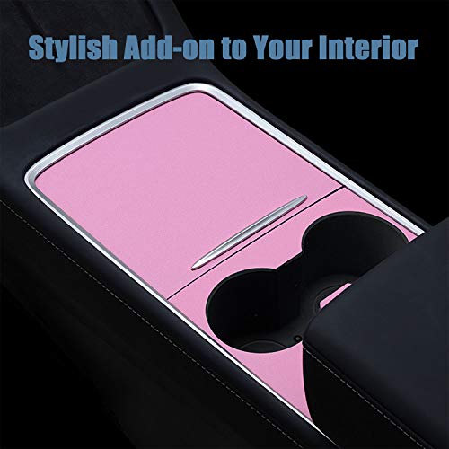 Center Console Wrap Compatible with 2021 Tesla Model 3/Y PVC Material Center Console Cover Interior Decoration Wrap Kit for 2021 Tesla Model 3 Model Y Accessories (Frosted Pink)