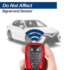 Fit for 2021 2020 2019 Chevrolet Chevy Camaro Malibu Spark Blazer Bolt EV Equinox Trax TPU Key Fob Remote Cover Case Shell Glove Pouch Holder Protector Keyless Entry Sleeve Accessory, Red