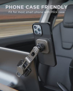 Magnetic Phone Mount Invisible Design for Tesla Model 3/Y/X/S Phone Holder[Strong Magnet][Foldable and Extendable Telescopic arm][Free Rotation] Laptop Phone Holder Suitable for Dashboard Screens