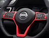 Red Steering Wheel Cover Sequins Frame Trim for Nissan Rogue Altima Sentra Kicks LEAF Versa Interior Accessories(Red)