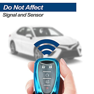 Fit for 2021 2020 2019 Chevrolet Chevy Camaro Malibu Spark Blazer Bolt EV Equinox Trax TPU Key Fob Remote Cover Case Shell Glove Pouch Holder Protector Keyless Entry Sleeve Accessory, Blue