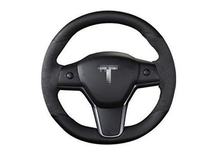 Hand Stitched Leather Alcantara Steering Wheel Cover for Tesla Model 3 & Y