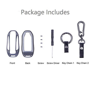 Premium Compatible with Tesla Key Fob Cover for Model X - Aircraft Aluminum Flip Key Protection Case with Leather Keychain - Keyfob Holder Fits for Tesla (Model X, Gray)