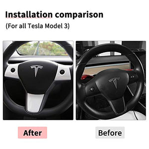 Steering Wheel Wrap Kit for Tesla Model 3 & Y Steering Wheel Protector Decoration White 3 Pcs