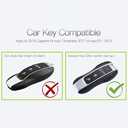 Waterproof Key Fob Case Cover Remote Protector with Keychain for Porsche Panamera 2017+ / Cayenne 2018+ /911 Carrera 2020+ or Taycan Models