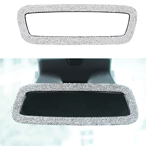 Bling Crystal White Rear View Mirror Cover for Tesla Model S, 3, X, & Y