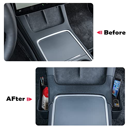 Center Console Side Organizer Compatible with 2021-2022 Tesla Model 3/Y Tray Storage Box with Flocking