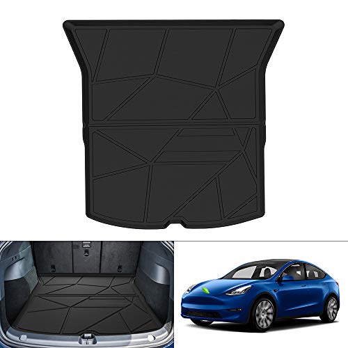 Cargo Mat for 2021 Tesla Model Y 2020 2022 Accessories (NOT for Model Y 7 Seaters) Trunk Mat Rear Cargo Liner TPO All Weather Trunk Floor Mat Black