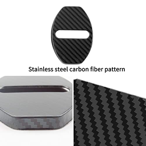 Stainless Steel Car Door Lock Latches Cover Protector Replacement for Audi A3 A4 Allroad A5 A6 A7 A8 Q3 Q5 S3 S4 S6 S7 S8 SQ5 E-tron Car（Pack of 4 (Carbon Fiber Pattern)