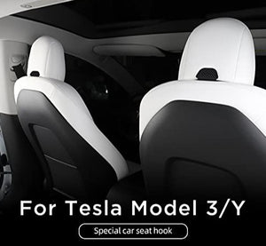 Front Seat Headrest Storage Hooks for Tesla Model 3 & Y (Matte Black)
