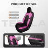 Front Custom Fit Two Tone Black/Pink Leopard Print Fully Wrapped Fabric Cloth Seat Covers for 2017-2022 Tesla Model 3 & Model Y (2 Pieces)