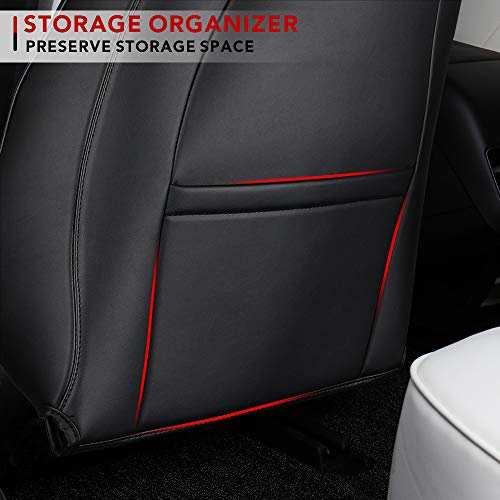 Tesla Model 3 & Y Black Leather Seat Back Kick Protector/Kick Mat with Storage Bag Black (2 Piece Set)