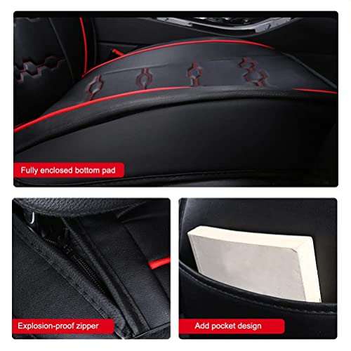 Front & Rear Seat Covers with Headrest Backrest Cushions for Chevy Chevrolet Bolt EV EUV Car Seat Cover Luxury PU Leather Breathable Comfortable Black×Red