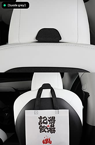 Front Seat Headrest Storage Hooks for Tesla Model 3 & Y (Gray Suede)