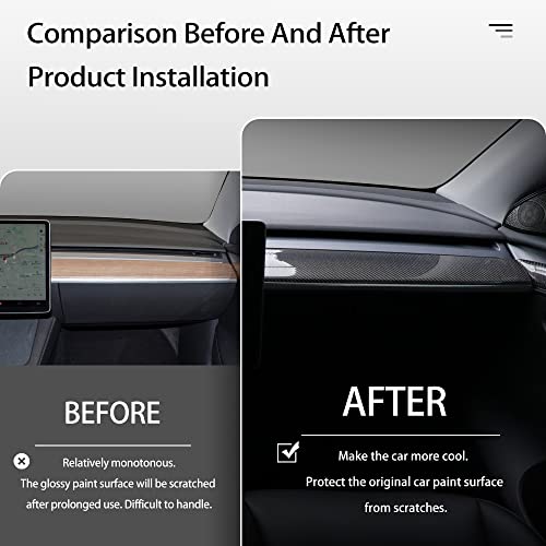 Tesla Model 3&Y Dashboard Cover Wrap 3K Real Carbon Fiber Dash Cover Wrap Cap for Model 3 / Y 2018-2022 Interior Dash Covers