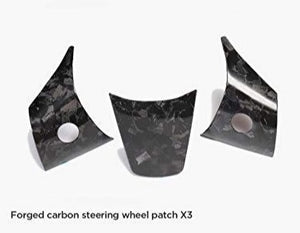 Forged Marble Dry Carbon Fiber Steering Wheel Accents for Tesla Model 3 & Model Y