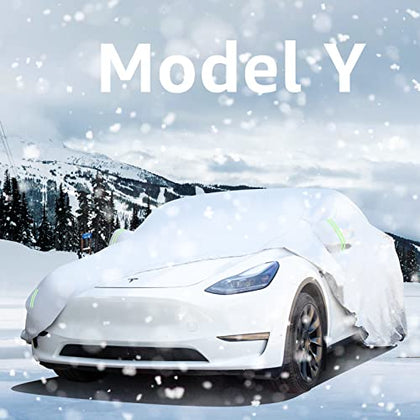 Tesla Model Y Car Cover Snowproof Waterproof All-Weather UV Protection Outdoor Full Exterior Car Cover for Model Y 2020 2021 2022 with Storage Bag