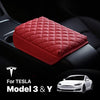 Red High Quality Vegan Leather Soft Armrest Cover for Tesla Model 3 & Y