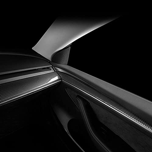 2021 2022 Tesla Model 3 Carbon Fiber Interior Front Door Panel Armrest Cover Trim