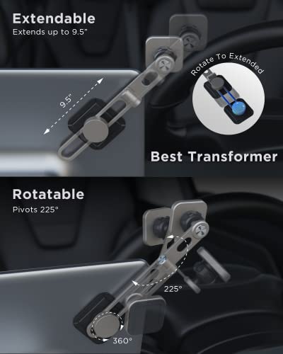 Magnetic Phone Mount Invisible Design for Tesla Model 3/Y/X/S Phone Holder[Strong Magnet][Foldable and Extendable Telescopic arm][Free Rotation] Laptop Phone Holder Suitable for Dashboard Screens