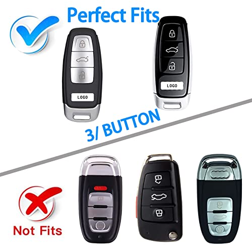 Premium Soft TPU Key Case Cover Compatible with A3 A6 A7 A8 E-Tron S3 S6 RS6 S7 RS7 Q7 SQ7 Q8 SQ8 3 4 Button Keyless Entry Remote Control Accessories (Blue)