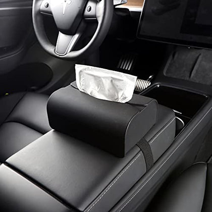 Tesla 3 Y S X Car Tissue Holder Non-Slip Silicone Auto Tissue Box Accessories with Elastic Band for Vehicle Armrest Box Seat Back