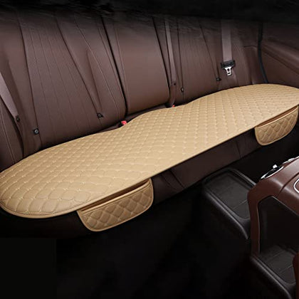 1 Piece Back Row Car Interior Seat Cushion Cover for Jaguar E-PACE F-PACE I-PACE XE XF XFR XJ6 X-Type S-Type PU Leather Diamond Mats (Beige)