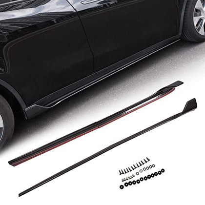 Side Skirts for Tesla Model Y (Glossy Carbon Fiber Pattern)