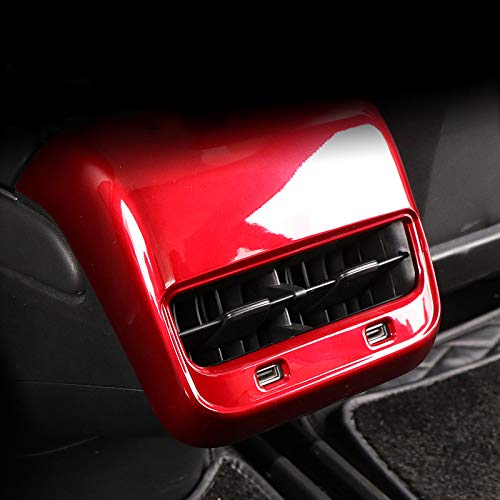 Tesla Model 3 Car Rear Console Center Air Conditioner Vent Outlet Frame Cover Trim Stickers Styling Glossy Red 2017-2019