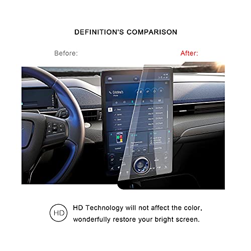 Tempered Glass Screen Protector for 2021 Mustang Mach-E 15.5 Inch Sync 4 Infotainment System GPS Navigation LCD Display Touch Screen 9H Hardness HD Clear Anti-Scratch Protective Film Compatible for Ford Accessories (Navi 15.5-In)