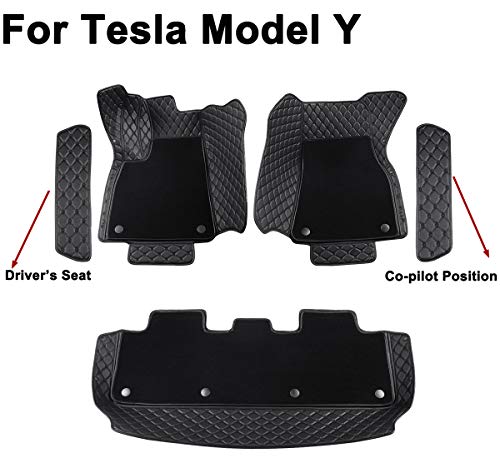 Tesla Model Y Floor Mats All-Weather 2020 2021 Model Y All-Protection Waterproof Interior Liners. (Black)