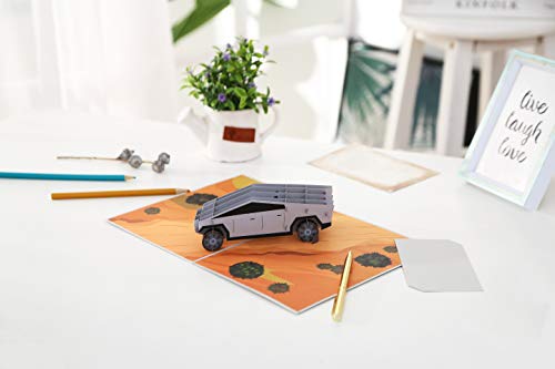 Truck 3D Greeting Pop Up Card, inspired by Tesla CyberTruck