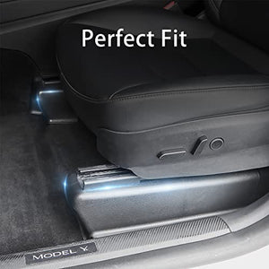 Tesla Model Y Seat Slide Rail Pad Cover Seat Base. Kick Wrap Protectors Corner Cover Case Shell Matte Black 2021-2023 Tesla Model Y Accessories