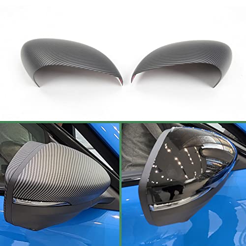 Car Rearview Mirror Cover For Ford Mustang Mach-E 2021, Carbon Fibre/Chrome Plated Full Side Reversing Mirror 2Pcs (matte carbon fiber)