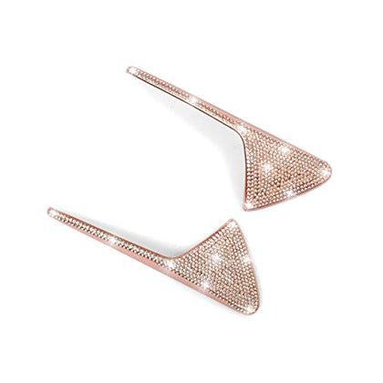 Turn Signal Unique Crystal Badge Emblem Bling Decal Decoration Cover Sticker Trim for Tesla model 3/Y 2017-2021 (turn signal lamp, Rose gold)