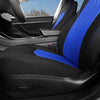 Front Custom Fit Two Tone Black/Blue with Quilted Design Fully Wrapped Fabric Cloth Seat Covers for 2017-2022 Tesla Model 3 & Model Y (2 Pieces)