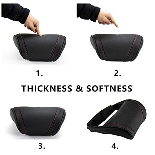 Headrest Neck Support Pillows Black with Red Stitching Replacement for Tesla Model 3, Model S, Model X, Model Y Vehicles (1 Pack)