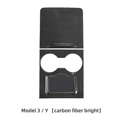 100% Real Glossy Carbon Fiber Center Console Overlays for 2021-2023 Tesla Model 3 & Y