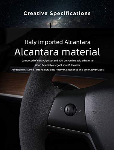 Hand Stitched Leather Alcantara Steering Wheel Cover for Tesla Model 3 & Y