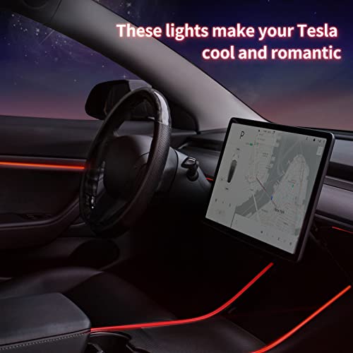 2017-2020 Tesla Model 3 & Y Ambient Lighting Kit with APP Control (Center Console Light+Dashboard Light+ 4 Door Light)