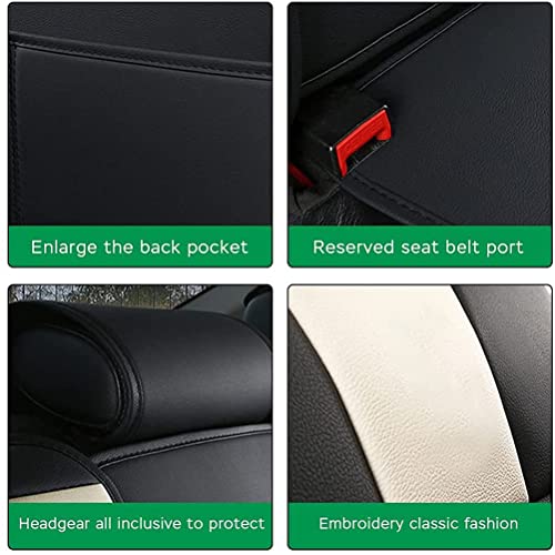 Front & Rear Seat Covers with Headrest Backrest Cushions for Chevy Chevrolet Bolt EV EUV Car Seat Cover Luxury PU Leather Comfortable Stylish Black×Green